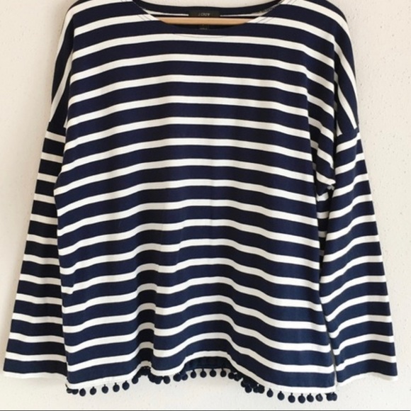 J. Crew Striped Tee with Pom Poms - Picture 2 of 3